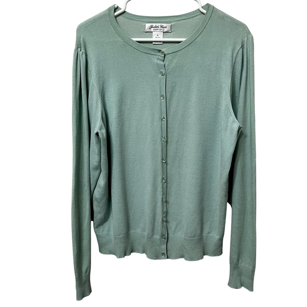 Judith Hart Collection Women's Mint‎ Green Silk Blend Cardigan Sweater XL